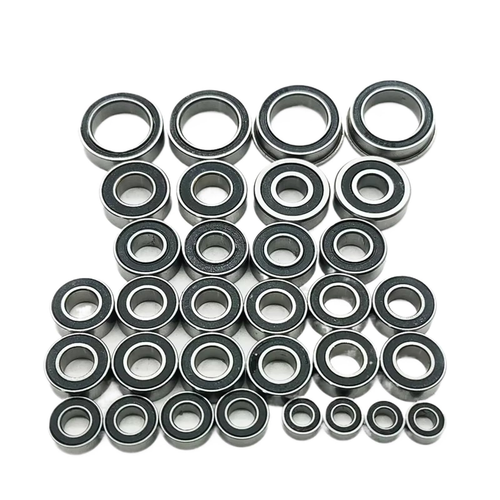 Rodamientos Auto RC para Vaterra para Twin para Hammers 1/10 32 Piezas Kit De Rodamientos De Acero Cromado Preengrasados Sellados con Goma Negra Piezas De Mejora para Coche RC