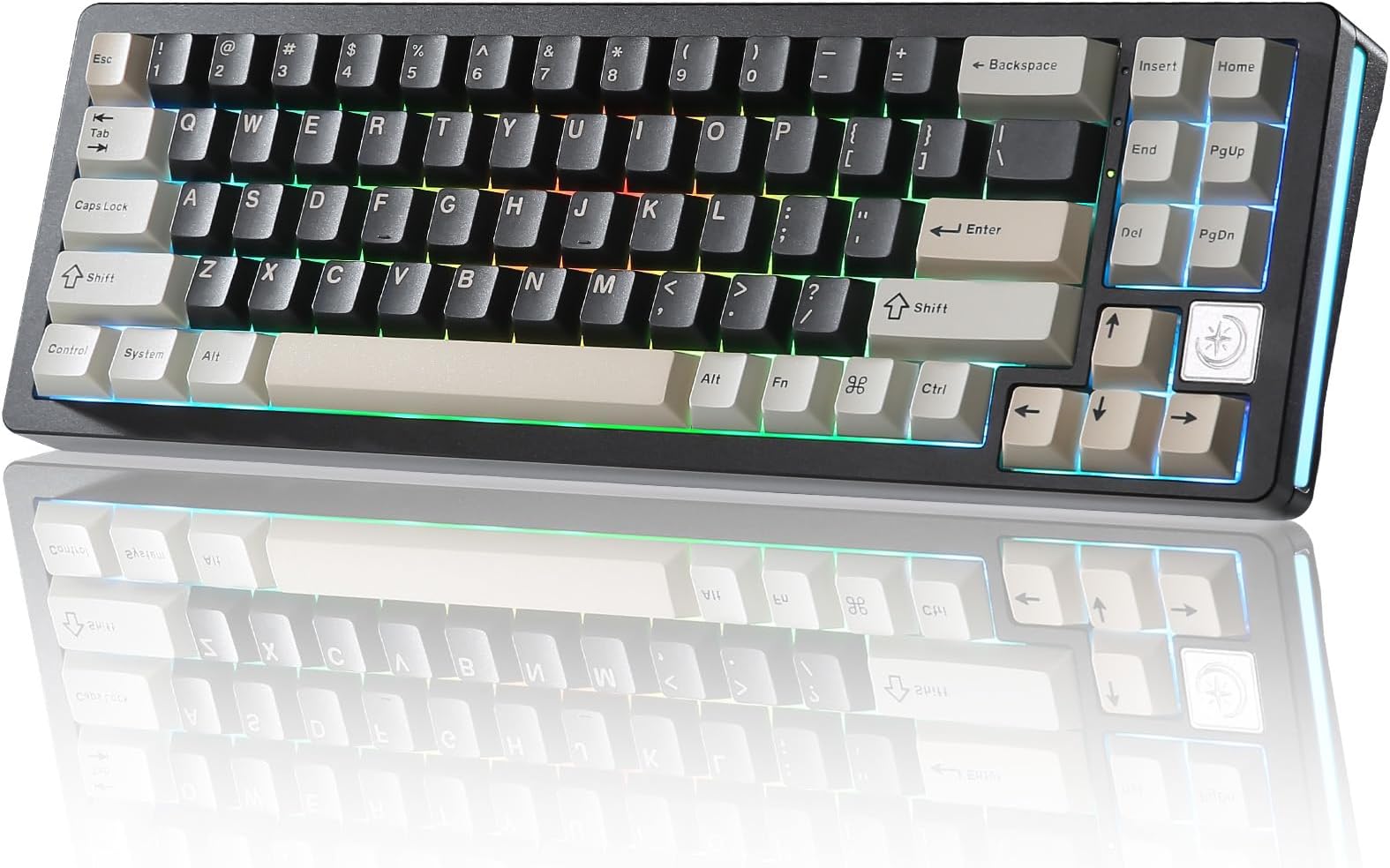 YUNZII AL71 68% Mechanical Keyboard,Full Aluminum CNC,Hot Swap Gasket,2.4GHz /BT5.0/USB-C Wired,NKRO Programmable RGB Creamy Typing for Win/Mac (Black,Crystal White Switch)