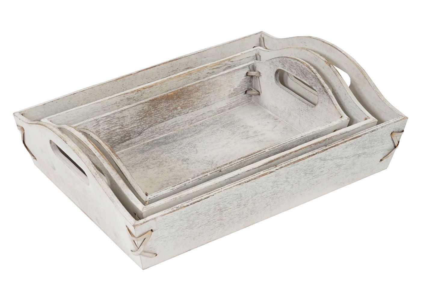 Juego de 3 bandejas HWC-C50, bandeja de madera para desayuno, bandeja decorativa, estilo Shabby