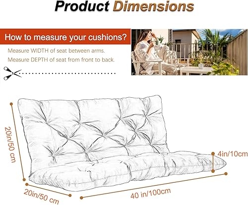 Miniatura 30 de Cojín de repuesto para columpio de 2-3 asientos, cojines de banco para exteriores con respaldo grueso de 4 pulgadas, muebles de patio, jardín, Flor