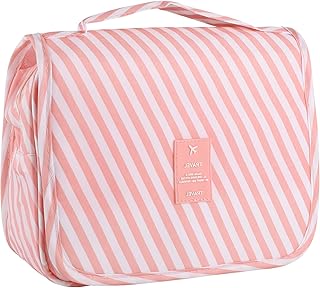 شنطة مستحضرات تجميل معلقة مقاومة للماء مكياج محمولة للسفر بمقبض لتنظيم ادوات الزينة مع خطاف للنساء والفتيات زهري من بينج شاومي نايلون