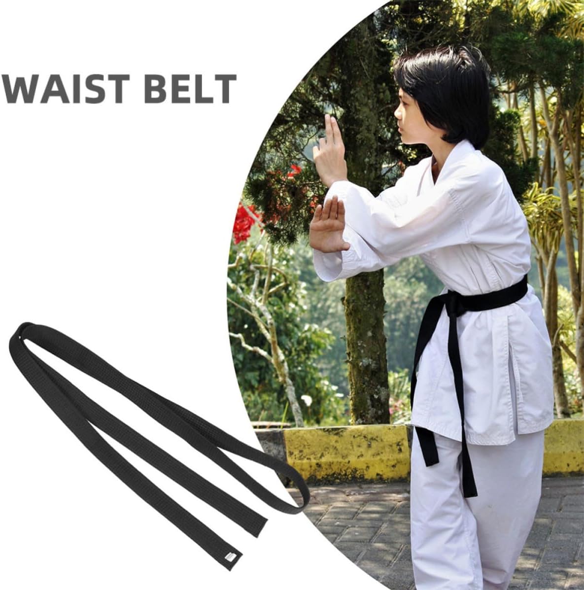 VILLCASE Karate Belt Training Waist Wrap for Martial Art Level Training and Competitions, Comfortable Wearing, Lightweight Jute Cotton and Polyester Material, Black Martial Arts Waistband