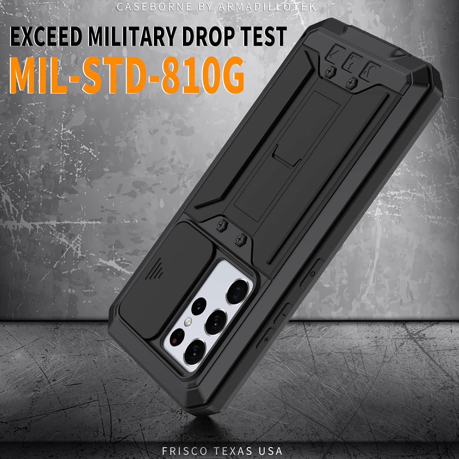 Compatible for Samsung Galaxy S21 Ultra Case, Aluminum Metal Gorilla Glass Shockproof Military Heavy Duty Sturdy Protector Cover Hard Case for Samsung Galaxy S21 Ultra (Black)