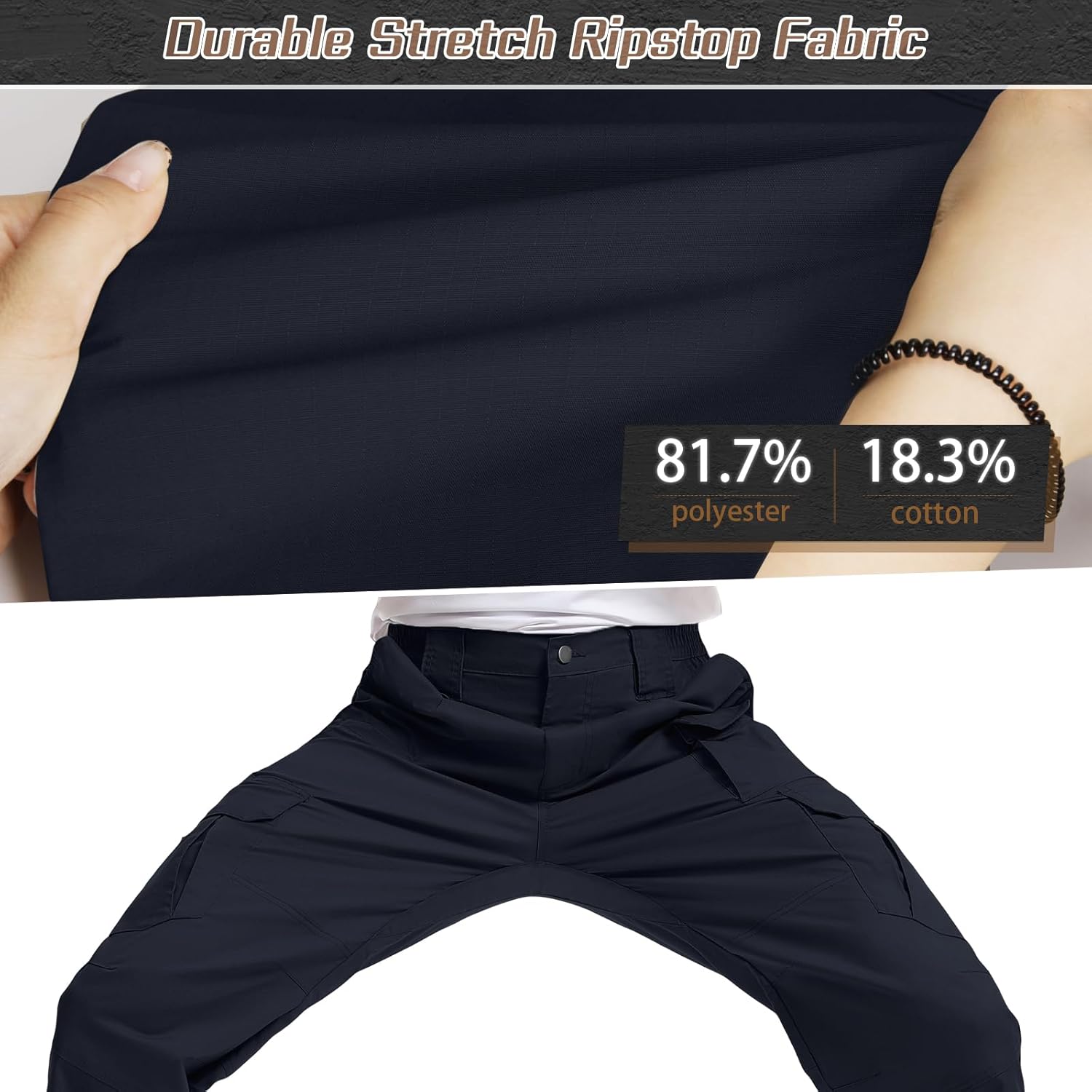 IGOLUMON Men's Stretch Tactical Pants, Breathable Ripstop Cargo Pants, Outdoor Lightweight EDC Work Hiking Pants