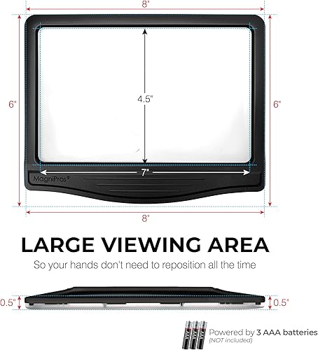Miniatura 8 de MAGNIPROS - Lupa de página LED grande para lectura con 3 modos de iluminación de color y lente antirreflejos para reducir la tensión ocular,