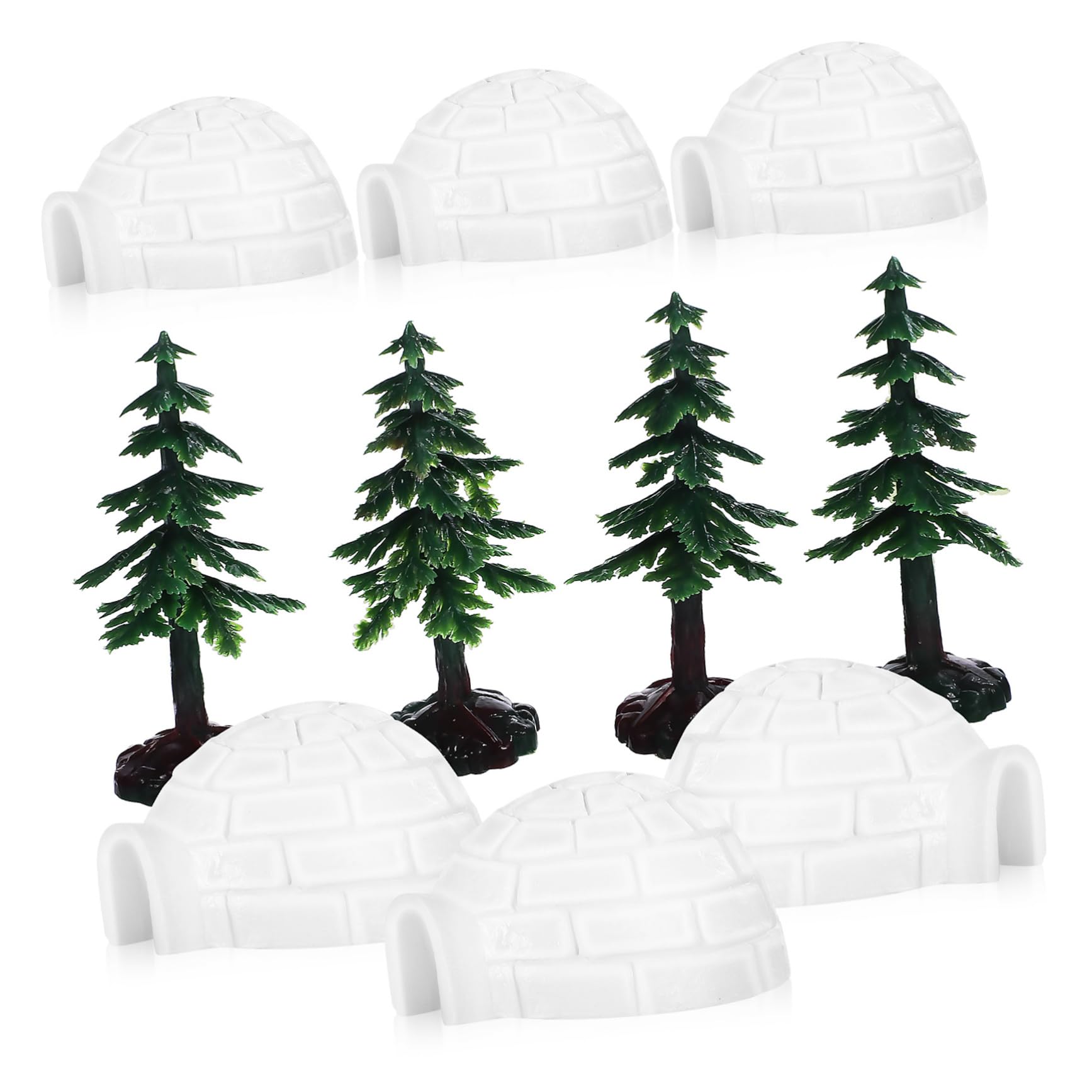 Set Miniatures Igloo Et Sapins Neige - 6 Igloos + 4 Arbres | Décoration Hiver, Village De Noël, Table