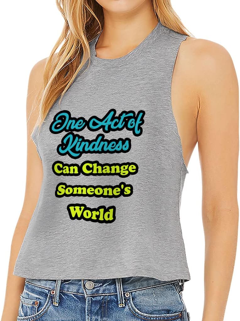 One Act of Kindness Racerback Cropped Tank - Unique Women's Tank - Phrase Tank Top