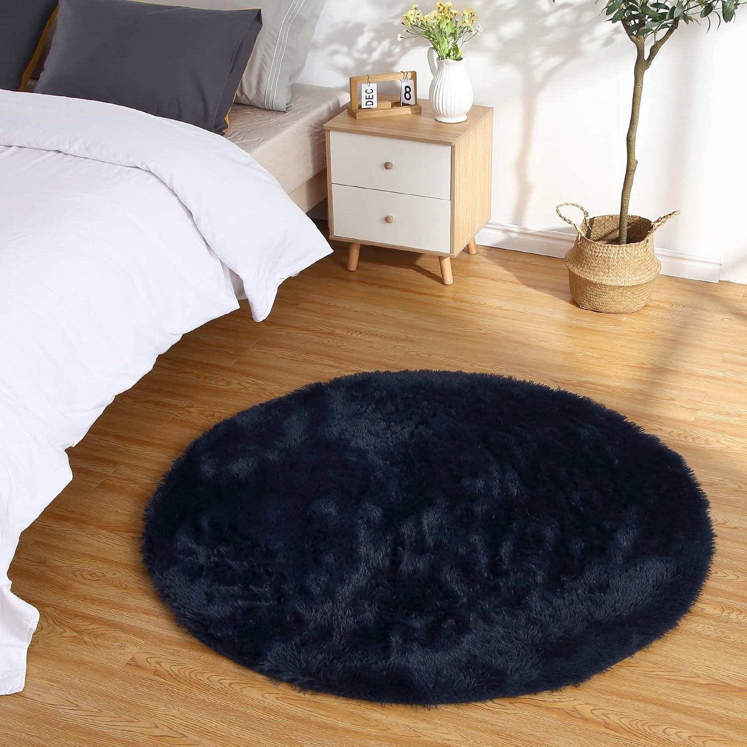 Round Rug Fuzzt Amazon.com: COZYLOOM Round Area Rug Fluffy Circle Rug 4'x4' for Kids ...