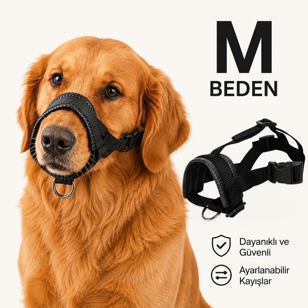 M Beden Siyah, Yumuşak Pedli Ayarlanabilir Köpek Ağızlığı