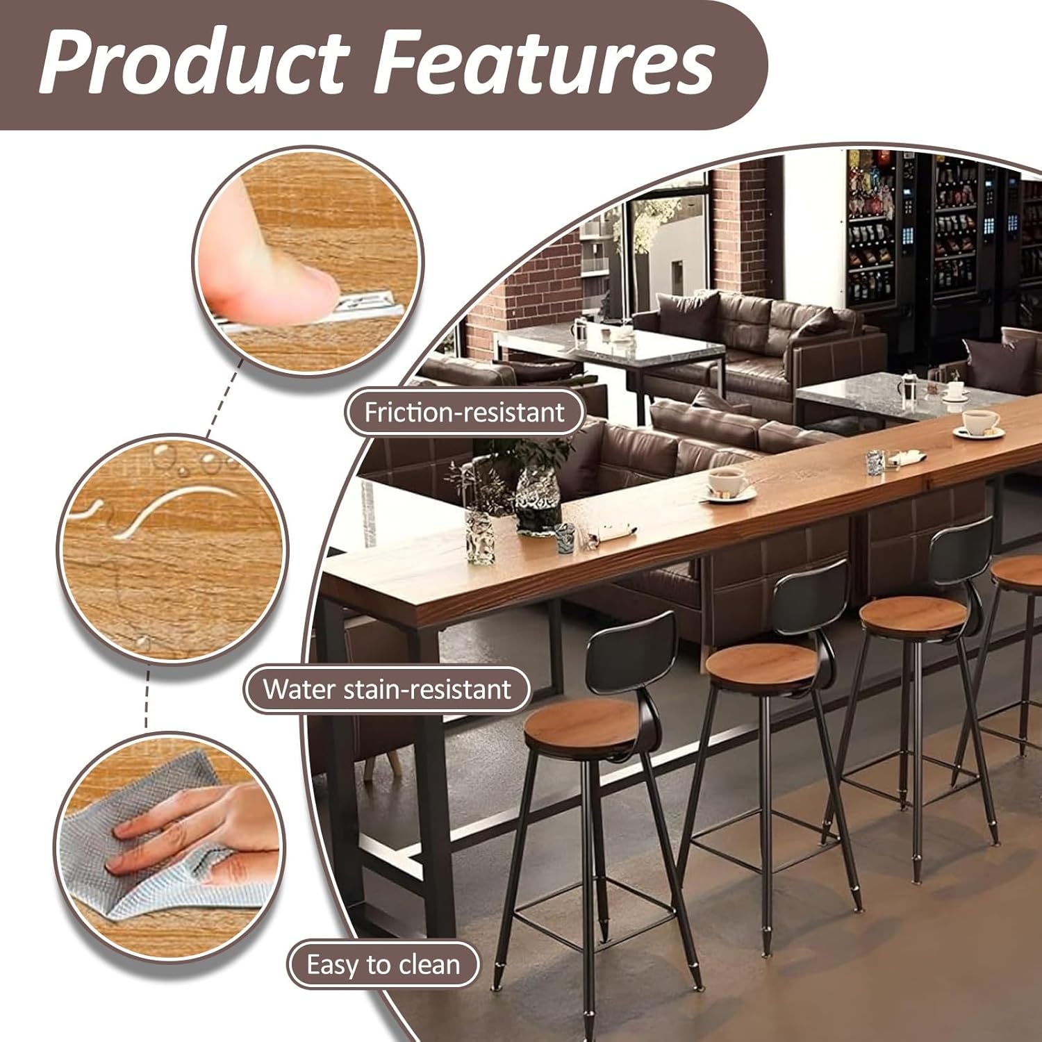 94.5" Farmhouse Modern Solid Wood Bar Table - Industrial Dining Room Bar Table, Rectangle Counter Height Dining Table Long Table for Kitchen Coffee Shop,No Stool