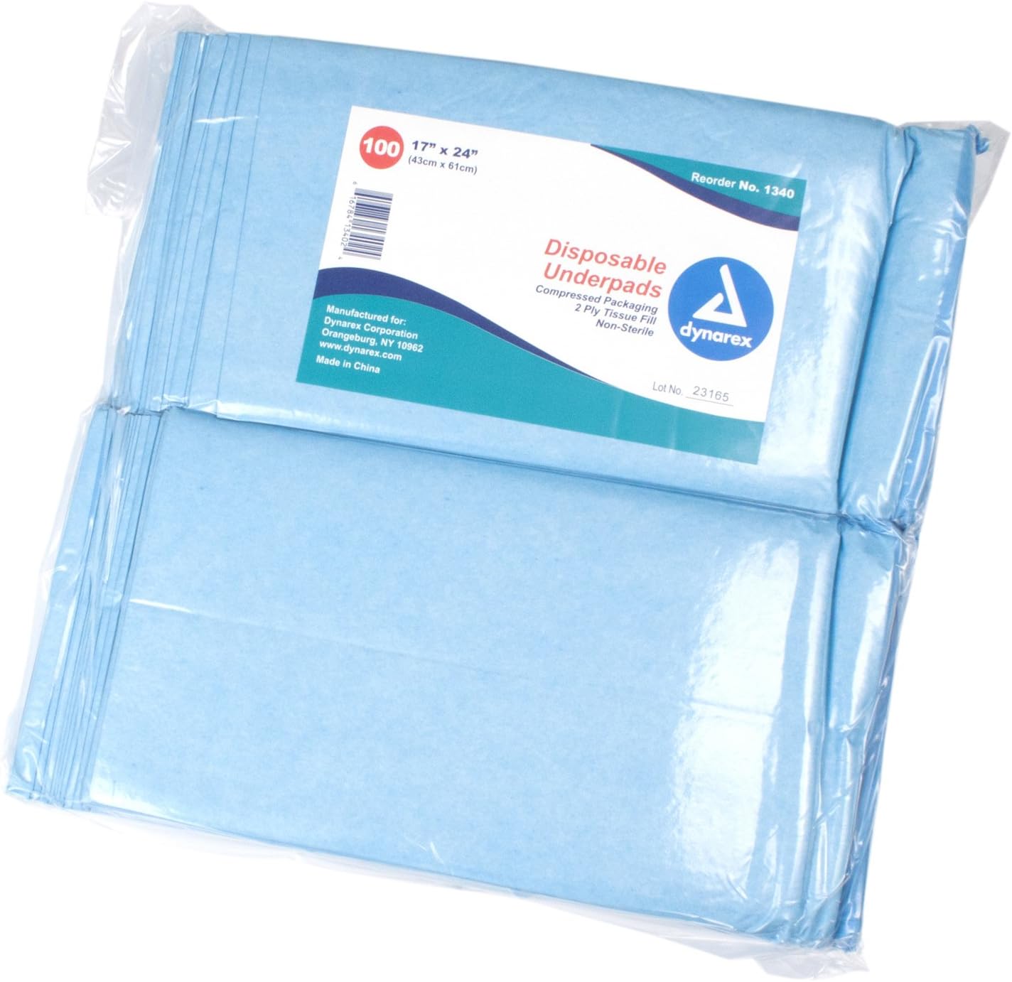 Dynarex #1340 Underpads, 17X24 in. Tissue Fill, 300 Ct (3/100S) by Dynarex