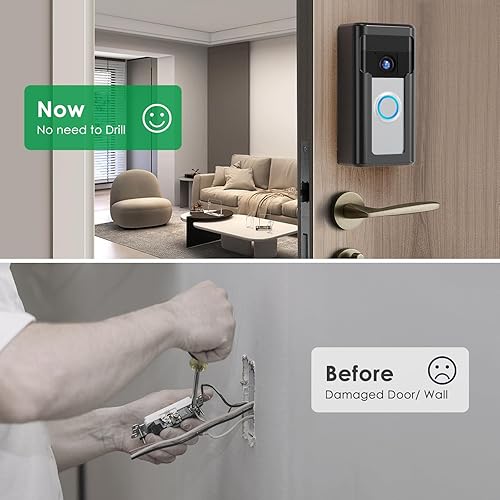 Miniatura 4 de Liwin Soporte adhesivo de metal para timbre de video compatible con timbre de video inalámbrico Ring/Blink, soporte de montaje sin taladro