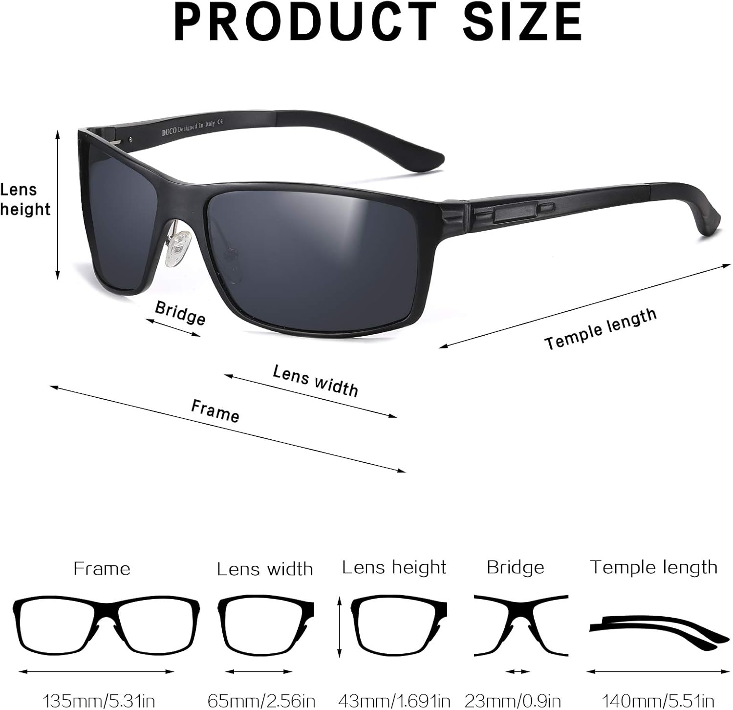 DUCO Polarized Sports Sunglasses For Men Durable Metal Frame Sun Glasses For Driving Cycling Baseball Running Golf 9018