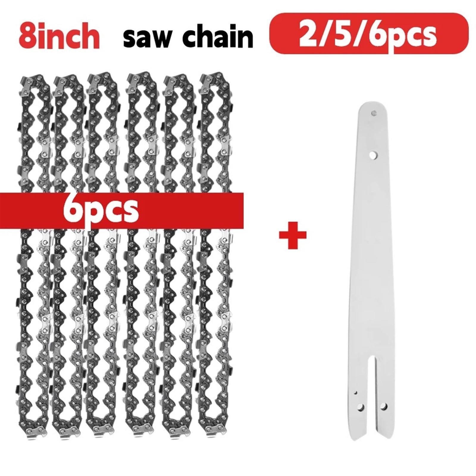 Cadenas de 4/6/8 pulgadas y barra guía mini cadenas de acero, hoja de sierra eléctrica, herramienta eléctrica, accesorio de sierra de repuesto para corte de madera