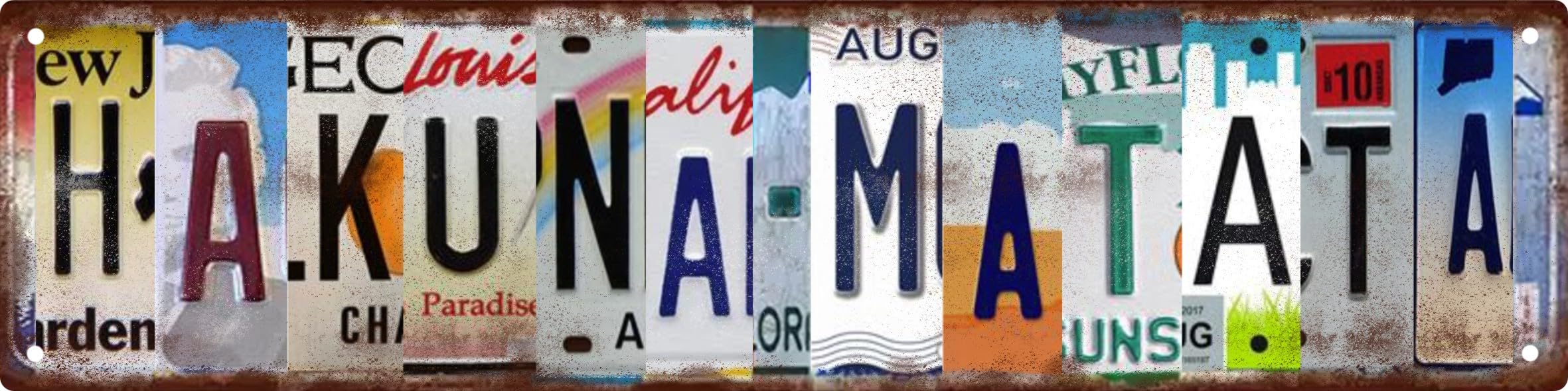 Aimlayton Hakuna Matata Metal Sign 4x16in Retro Tropical Plaque for Bedroom Bathroom Positive Vibes Decor โ image 1
