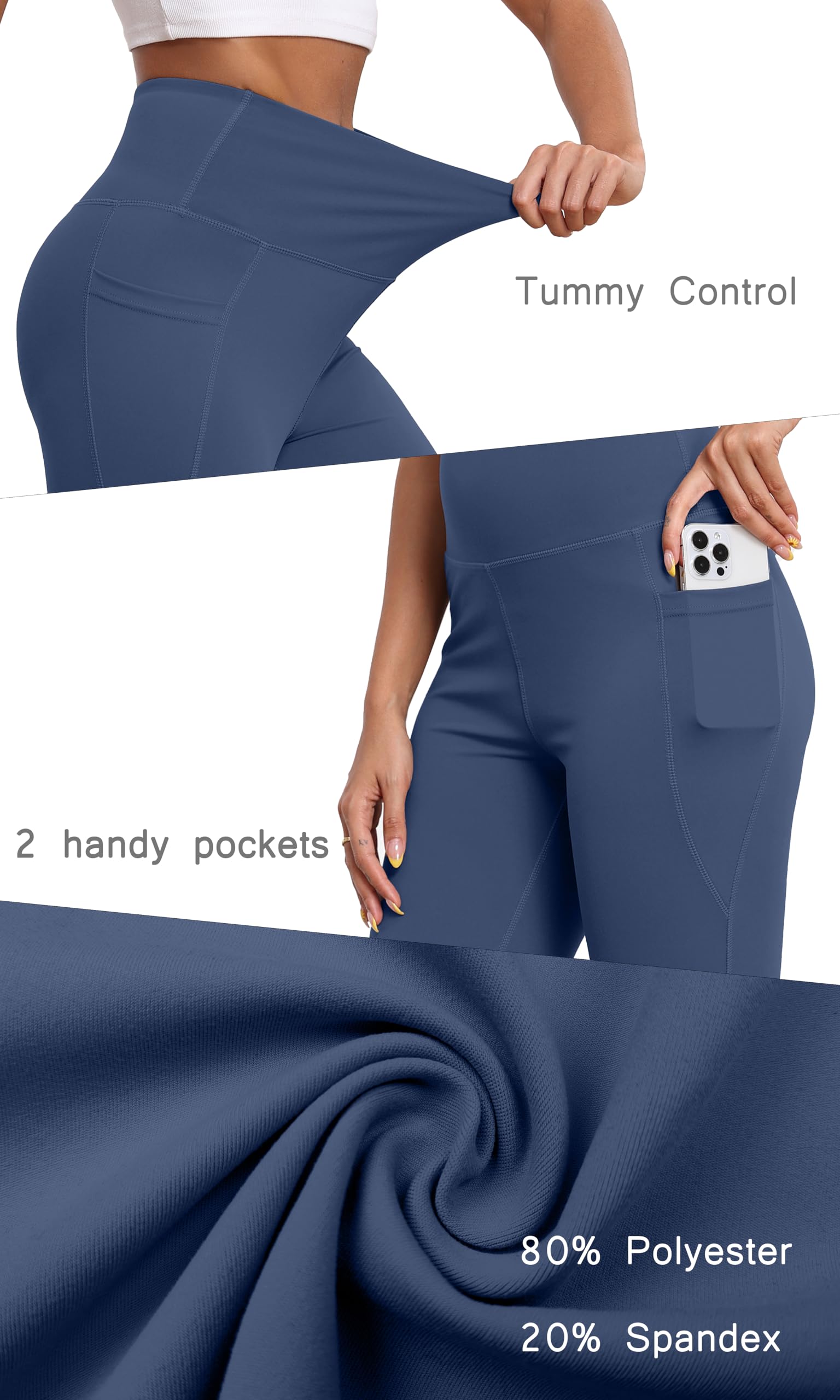 GRECERELLE Pantalones de yoga para mujer, anchos, elásticos, para control de abdomen, para trabajo, informales, con bolsillos