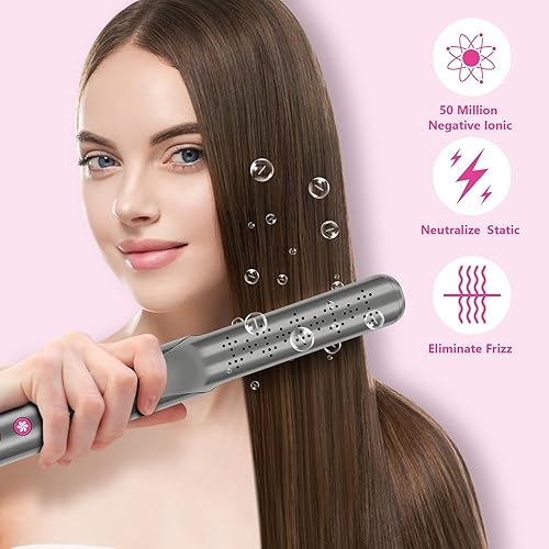 Miniatura 5 de IG INGLAM Rizador de flujo de aire con ventilador de 360, rizador de 1 pulgada, rizador y rizador de pelo 2 en 1, pantalla LCD, temperatura