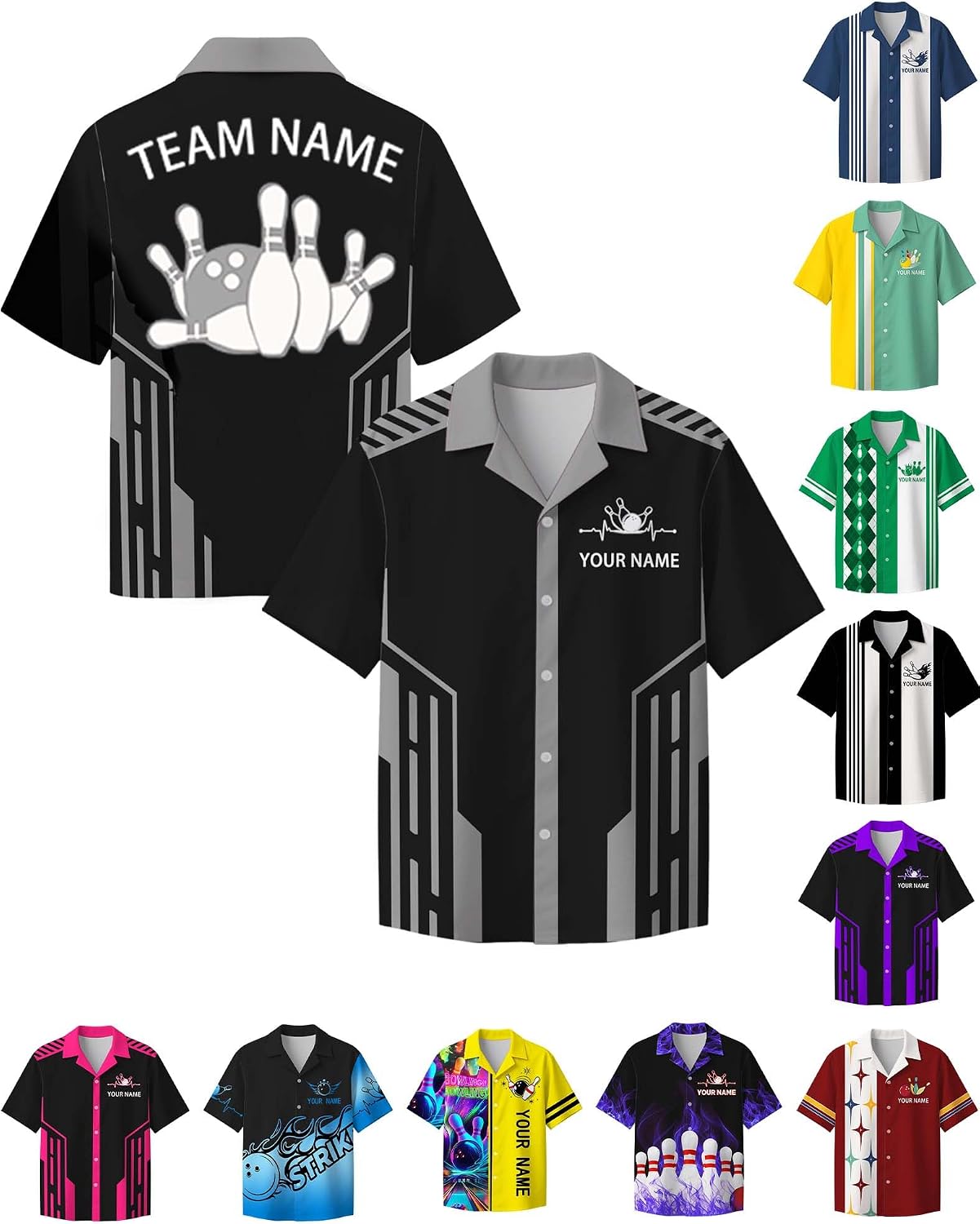 Custom Bowling Shirts for Men Women Personalized Name Bowling Jersey Casual Hawaiian Shirt Customized Retro Polo, S-4XL
