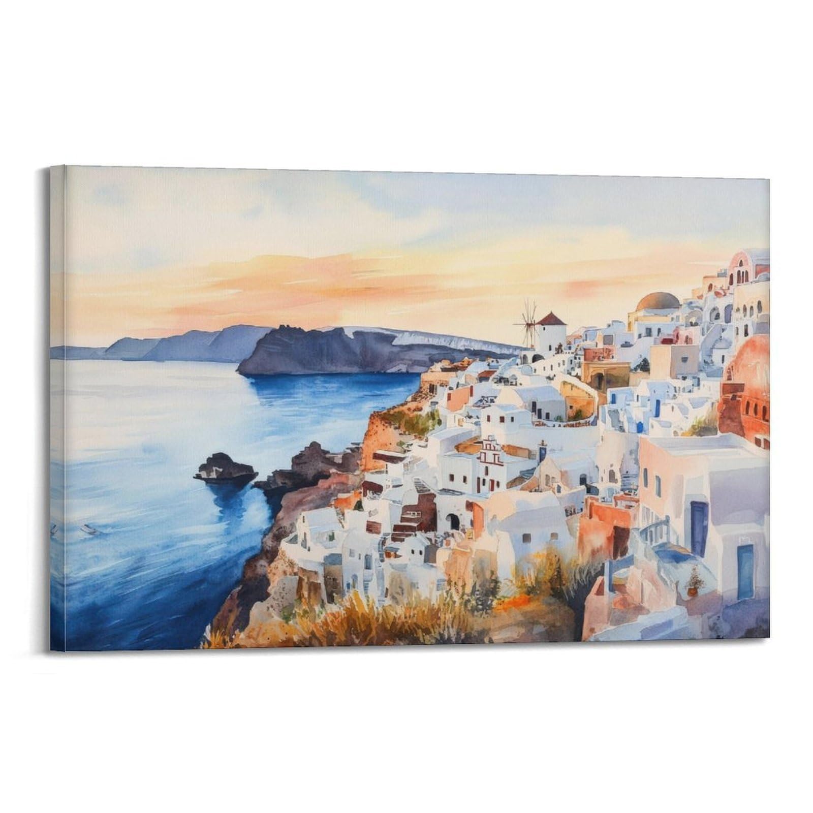 xiaoxiaoshen Santorini Greece Coastal Island Scene Scenic Greek_1_4 Canvas Poster Wall Art Prints Room Aesthetic Murals Bedroom And Living Decorations 20x30inch(50x75cm)