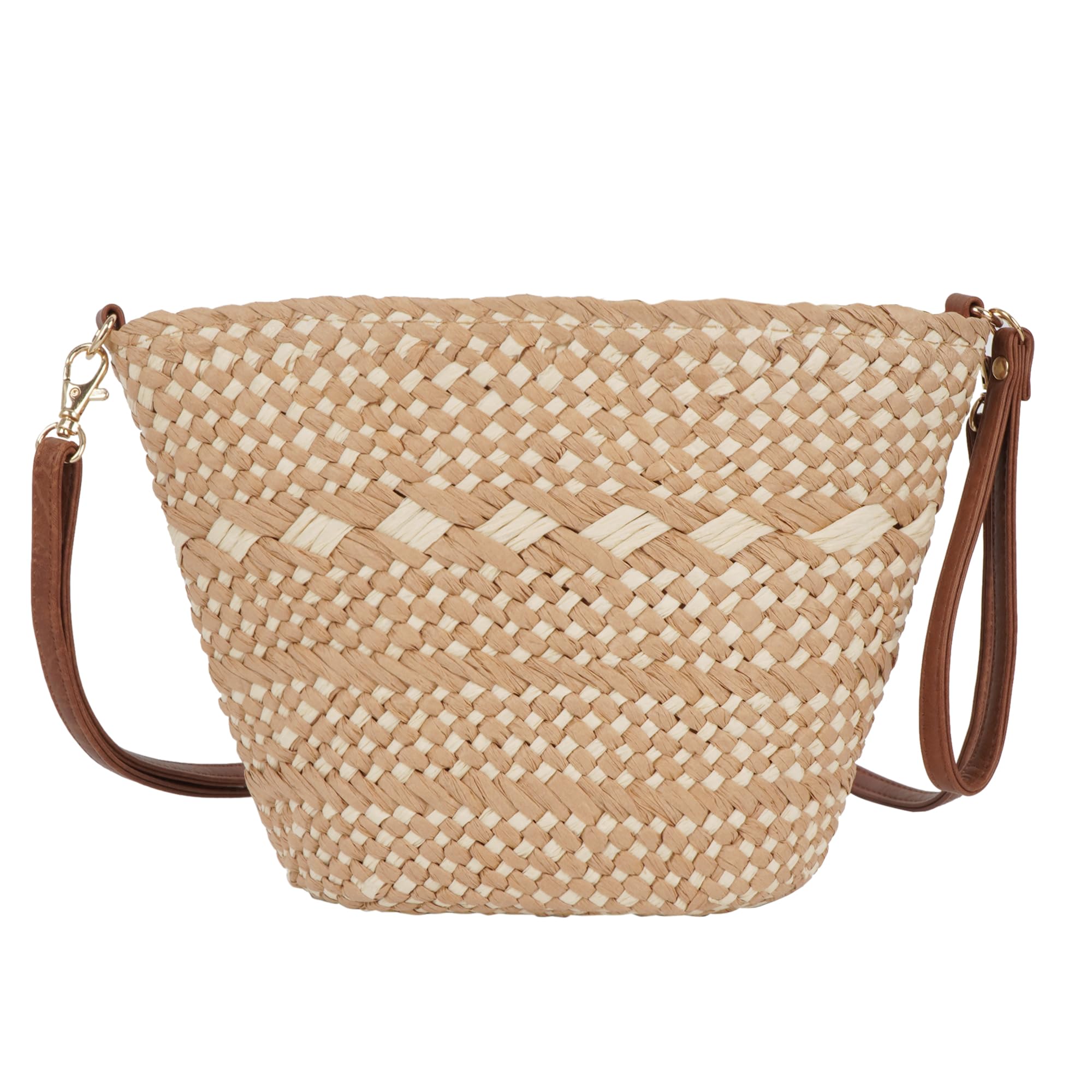 Van Caro Handwoven Cotton Straw Shoulder Bag Crochet Tassel Beach Bohemian Purse for Women