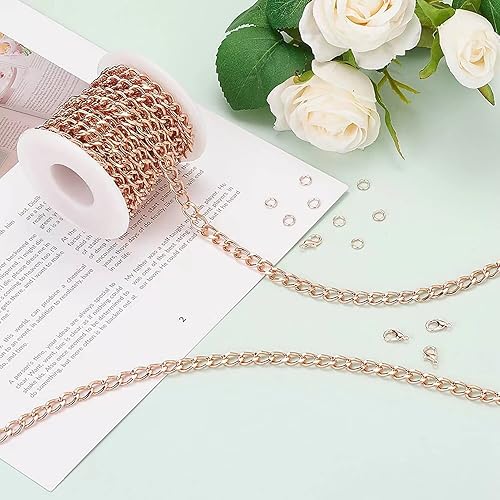 Vista 62 de N/C Cadenas de aluminio de 15 pies de eslabones de perlas de imitación, cadena de eslabones trenzados, cadenas de cable cruzado con colgante de 0