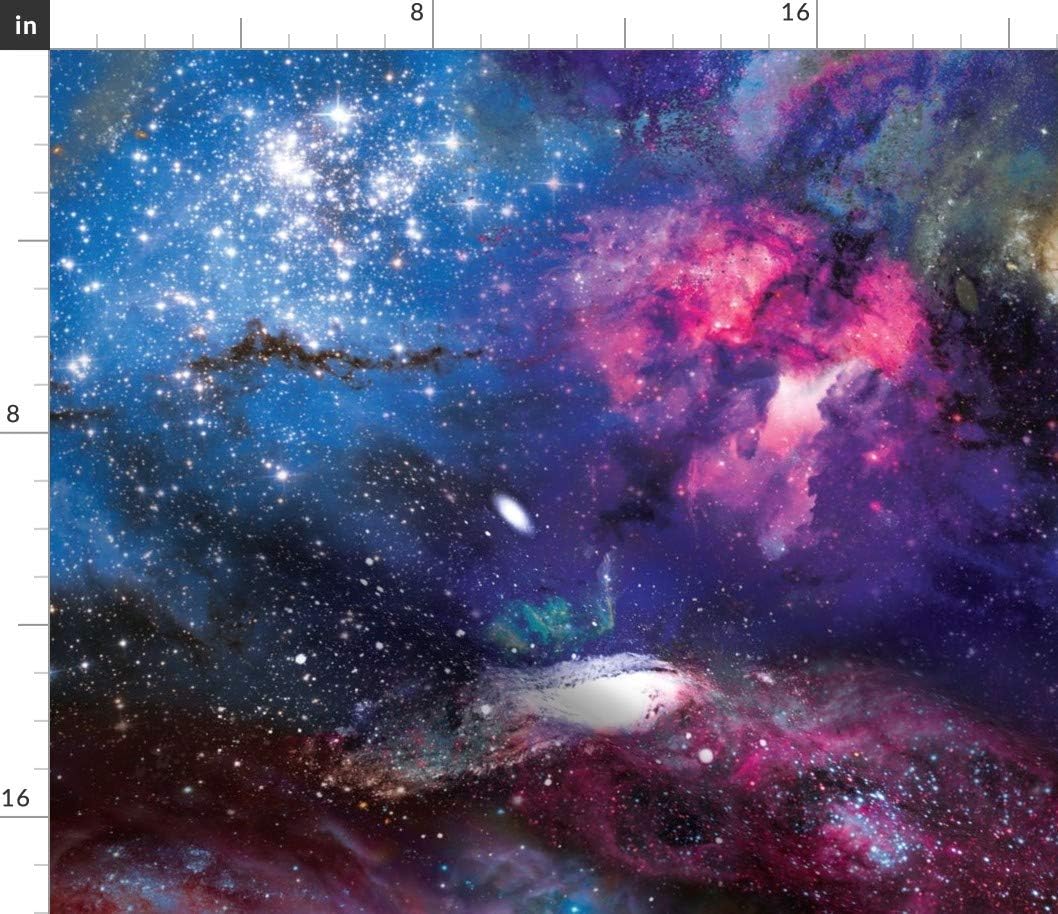Spoonflower Fabric - Galactic Dreams Galaxy Outer Space Nebula Night Sky Stars Science Printed on Petal Signature Cotton Fabric Fat Quarter - Sewing Quilting Apparel Crafts Decor