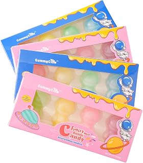 Gummy Glow Astronaut Wax Candy, 8 Flavor Retro Wax Bottles (4 Boxes, 4 Flavors Each) Nostalgic Treat