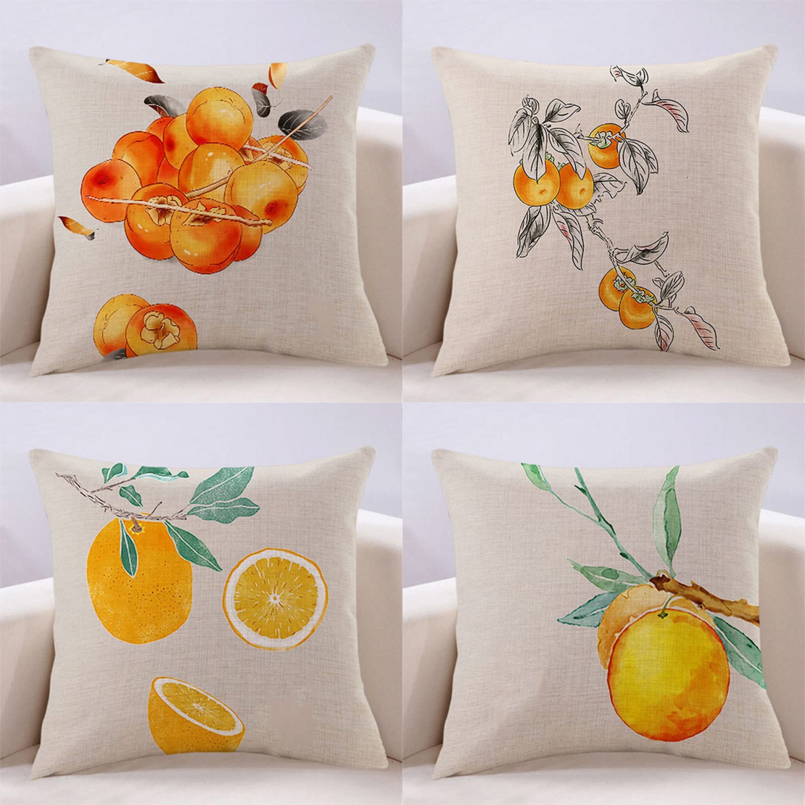 Lot de 4 taie d'oreiller 60x60cm lin pour décoration de maison