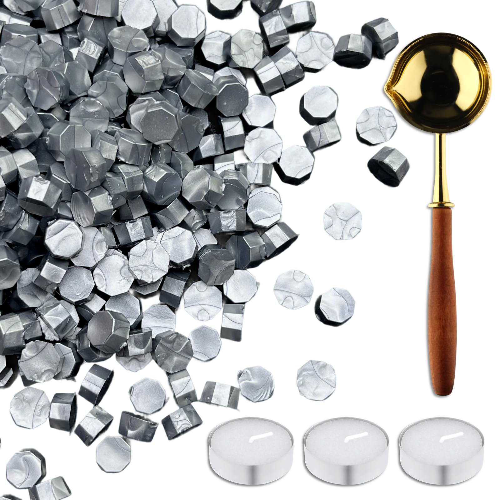 420 Pcs Vintage Wax Sealing Beads for Wax Seal Stamp, Antique Decor for Wedding Invitations, Envelope, Letters, DIY Crafts Gift Wrap (Silver A)