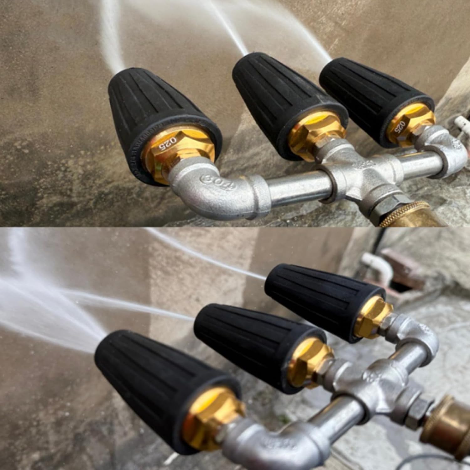 Dual/Triple Turbo Nozzle Pressure Washer, 4000 Psi Triple Turbo Nozzle Pressure Washer, 360° Rotating Nozzle Triple Nozzle Pressure, With 1/4" Quick Connector, High-Pressure Washer Nozzle (Twin)