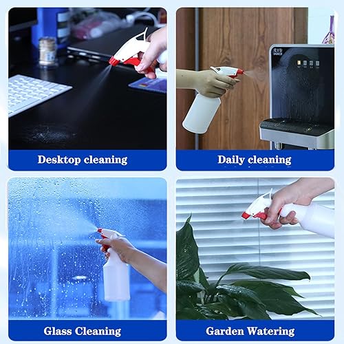 Miniatura 5 de Tergy 10 paquetes de botellas de spray vacías de 32 onzas de plástico resistentes recargables con boquilla ajustable y medidas para soluciones de