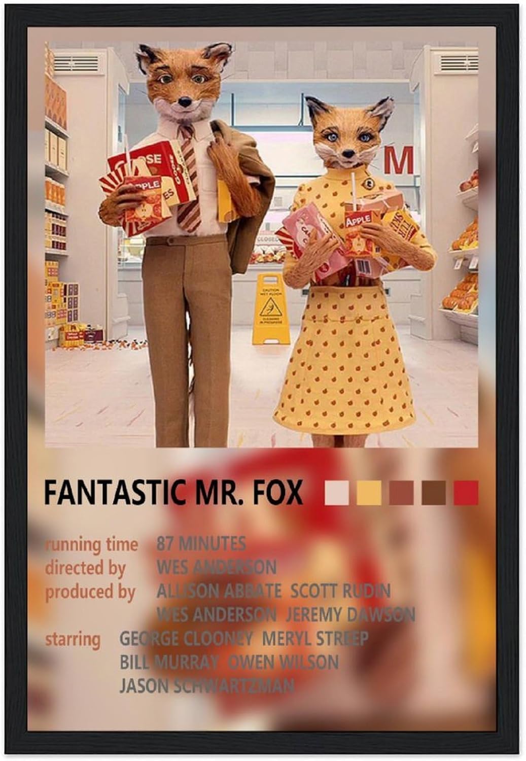 Póster de lienzo con marco de Fantastic Mr. Fox, póster de álbum para ...