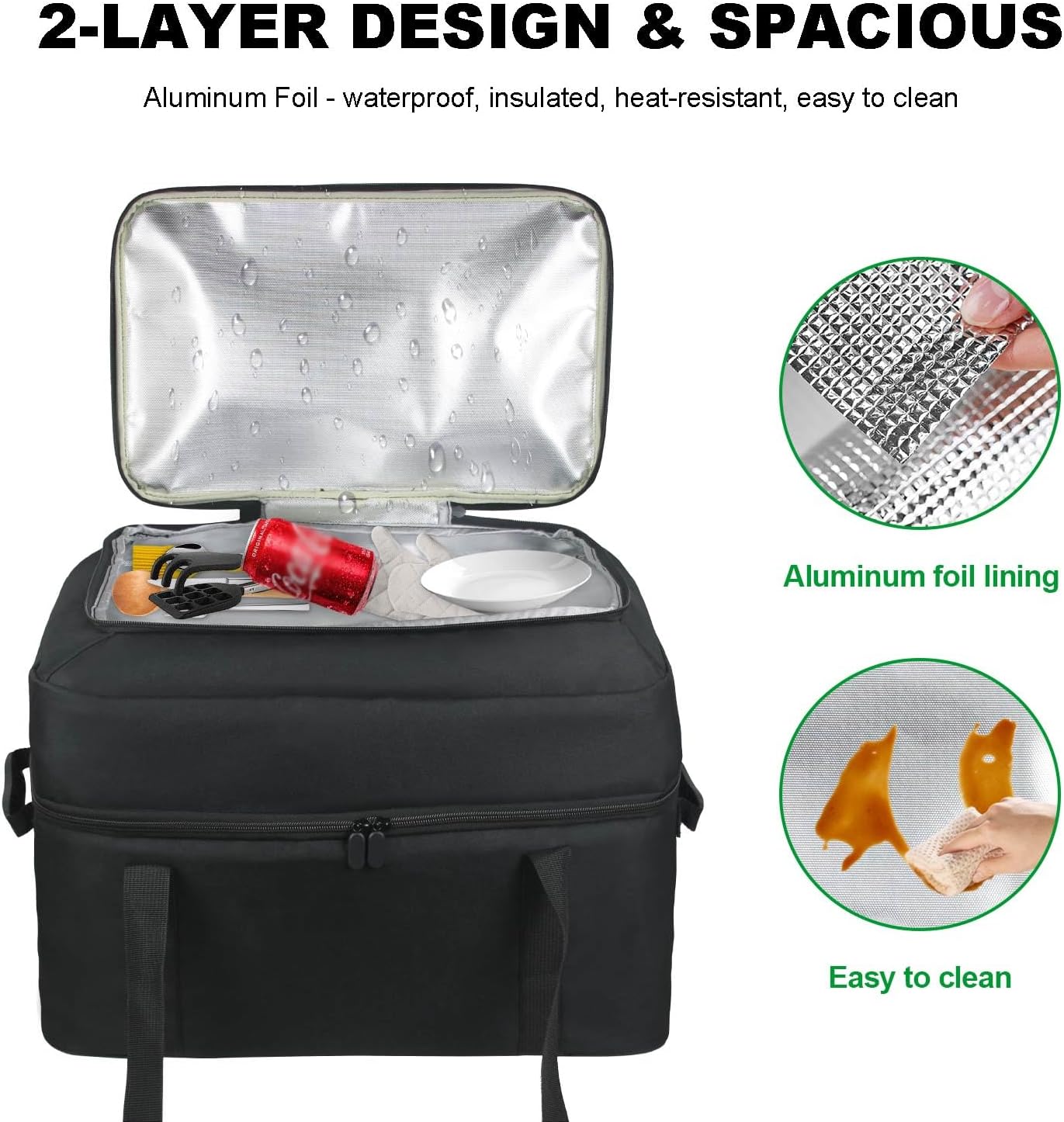 Carrying Bag for Ninja MC1010/MC1001 Foodi PossibleCooker Slow Cooker 8.5QT, 2 Layer Insulated Slow Cooker Travel Carrier Bag, Thick Padded for Protection (Black)