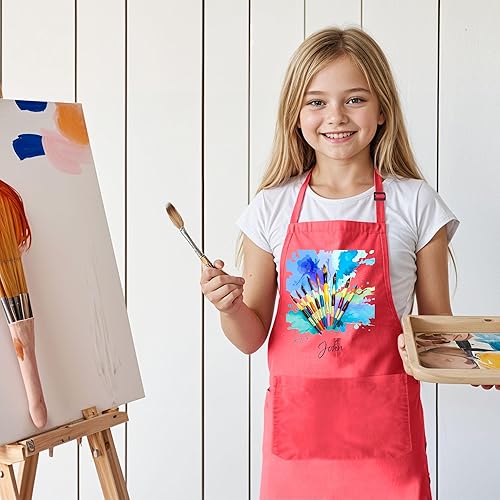 Miniatura 3 de Delantal personalizado para niños con nombre personalizado, delantal de artista para pintar y manualidades, relleno de calcetines para niños y niñas