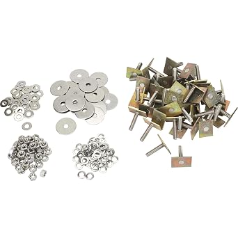 Speedway Motors T-Bolt Fastener Kit for Universal Pickup Truck Bed Wood Floor Strips, Sliding T-Bolt Hardware Set with Nuts and Washers for Stainless Bed Strip Installation