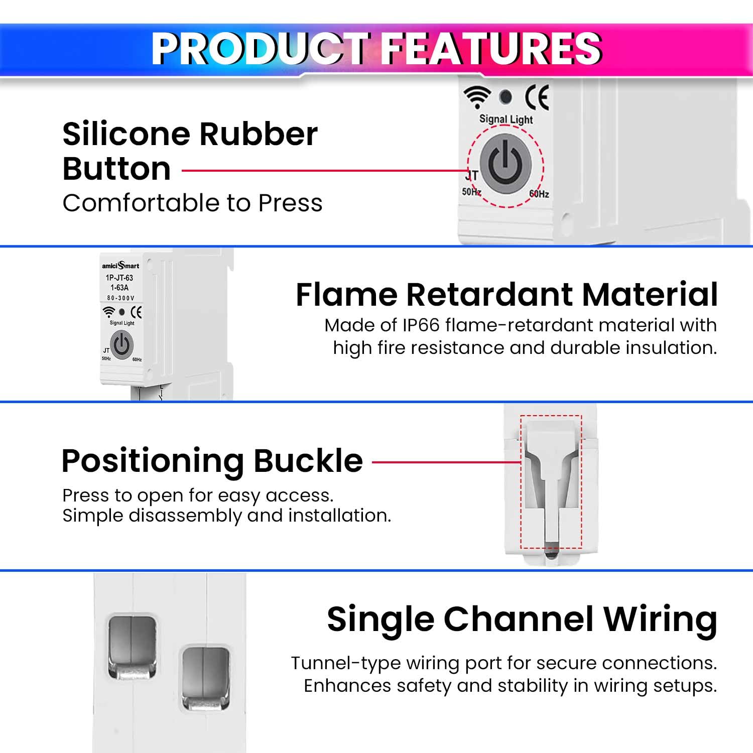 amiciSmart WiFi Energy Meter with Timer Switch | Over/Under Voltage and Over Current Protection Device with Over Temperature Protection, Single Phase, 220VAC - Image 6 thumbnail