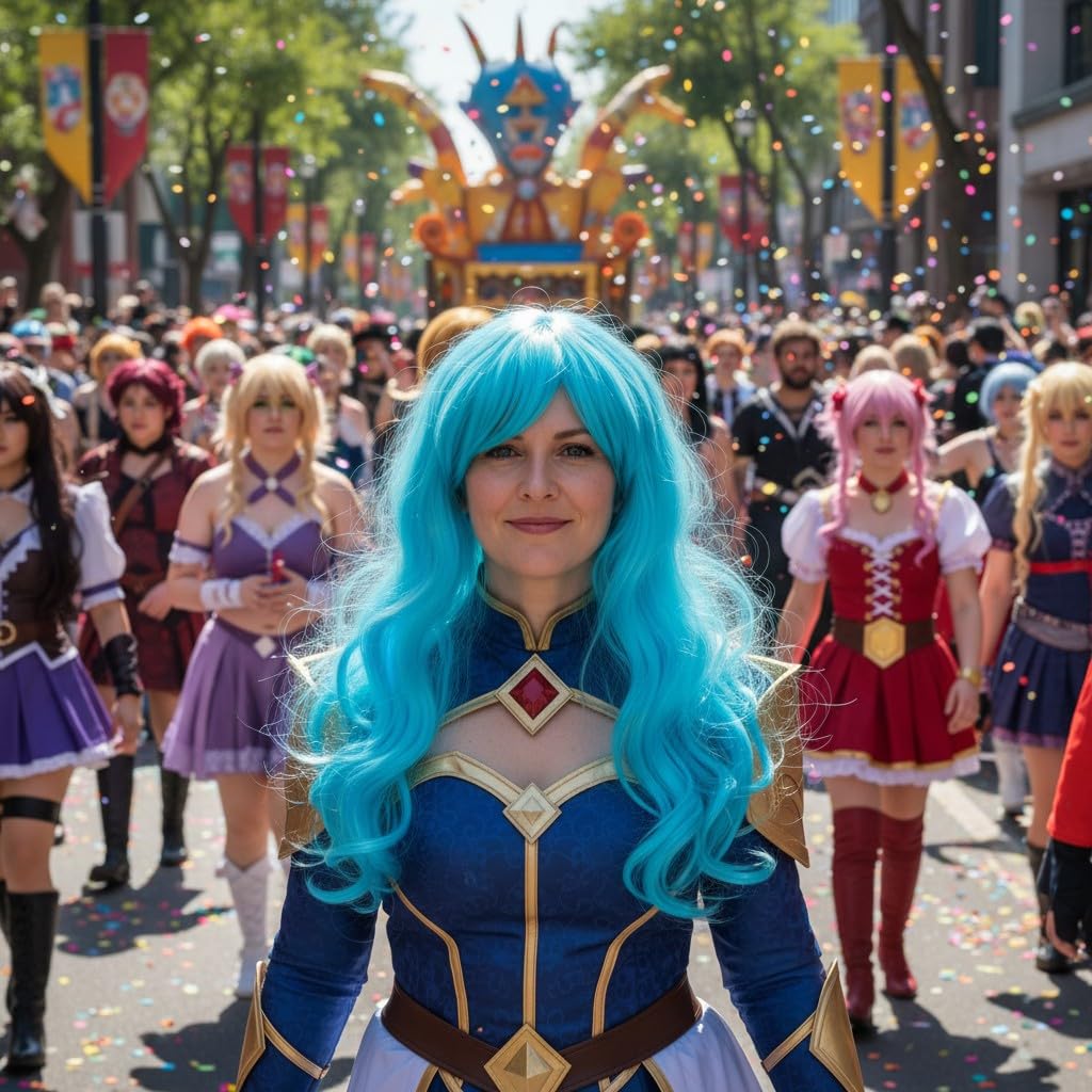 Moira Blue Synthetic Wig - Costume & Cosplay -2