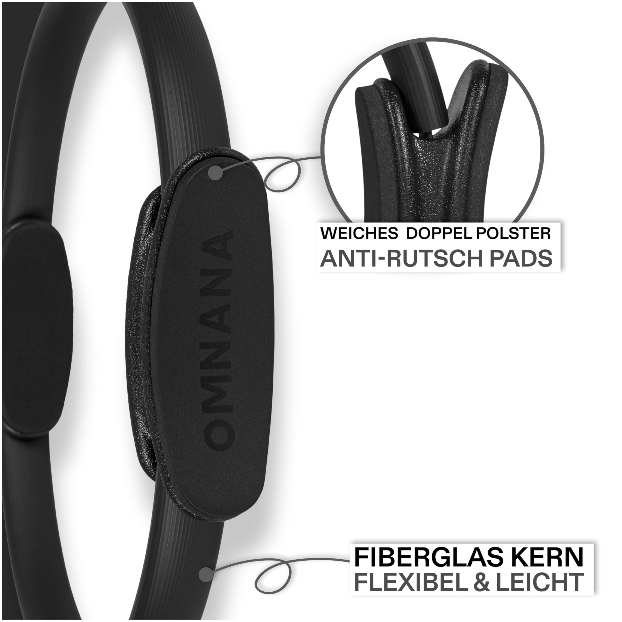 CORE Pilates Ring Ø 38 cm – Stabiler Magic Circle im Studio-Qualität, rutschfest mit weichem Schaumstoffpolster, ideal für Core-Training, Beine & Arme