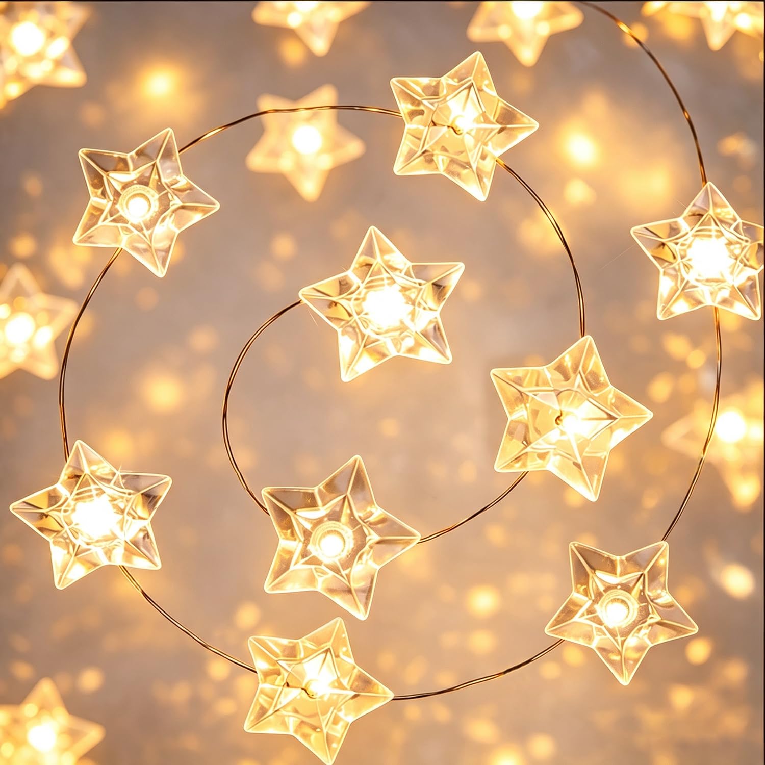 View 1 of BOHON Star Fairy Lights, 40 LED, Warm White