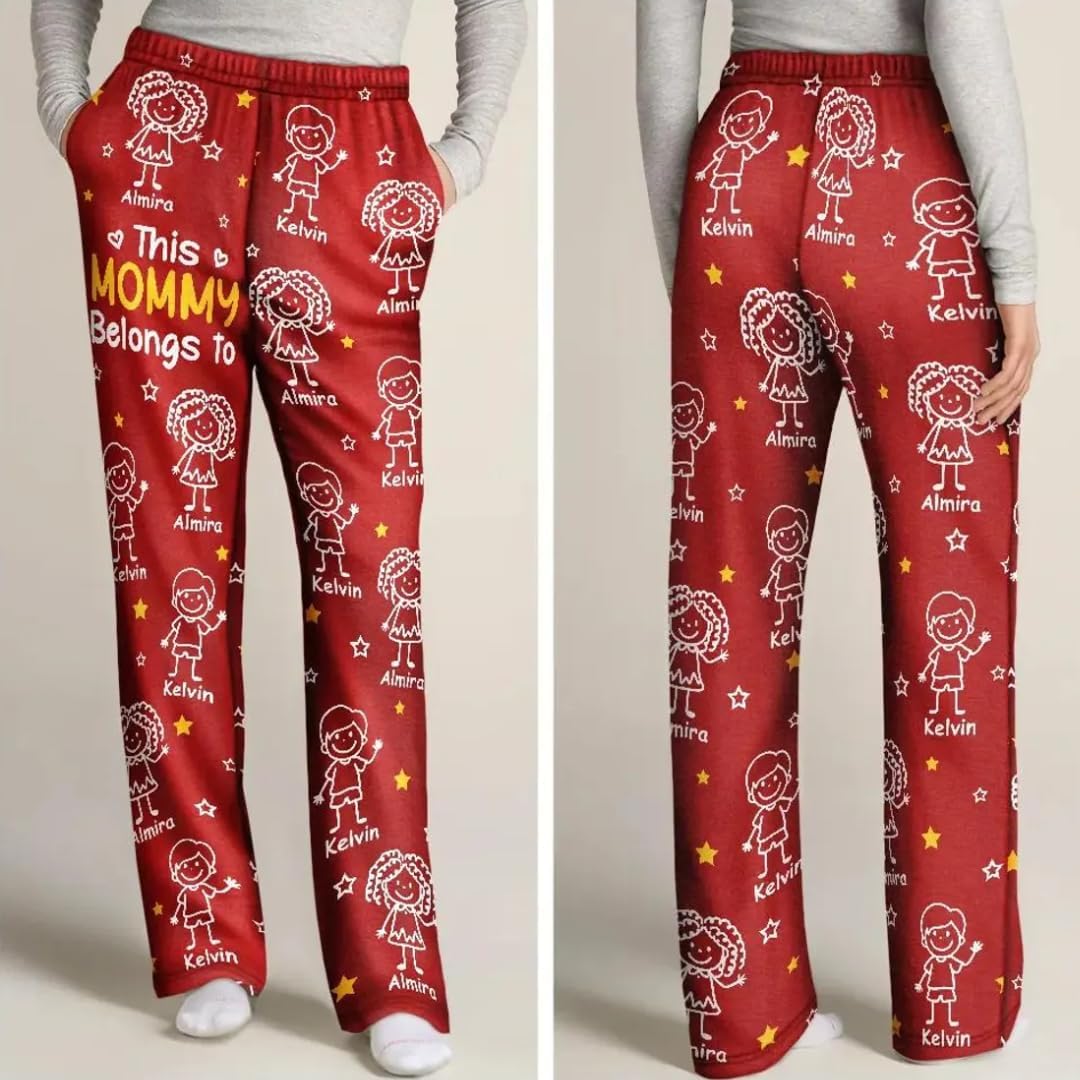 Custom Pajama Pants This Grandpa Grandma Belongs to,This Grandpa Grandma Belongs to Grandkids Pajama Pants, Custom PJs With Face, Grandparents Gifts Made With Love And Grandkid Chaos - Image 4