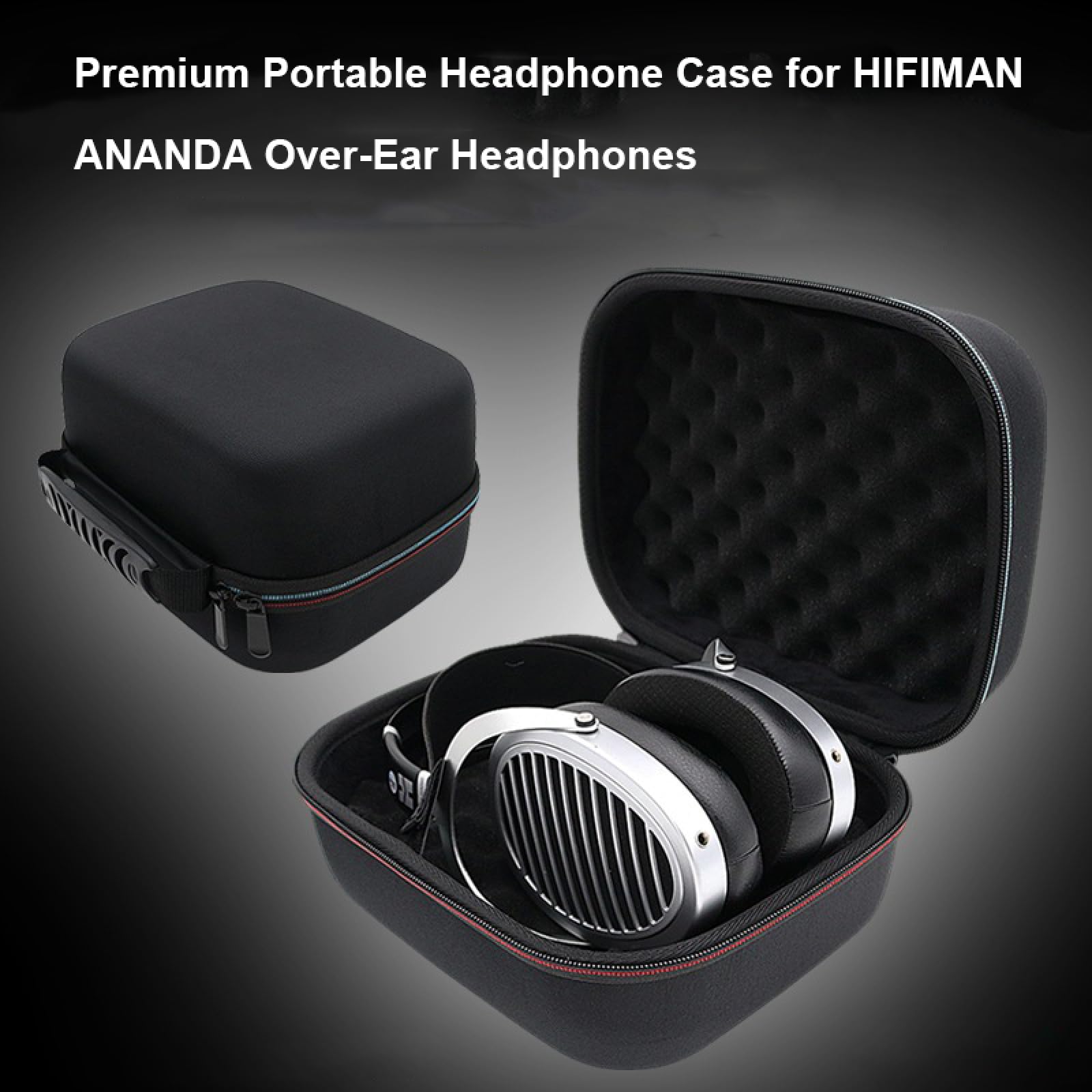 Custodia da viaggio portatil ecuffie rigida per HIFIMAN ANANDA, custodia per cuffie con schiuma antiurto e tessuto Oxford