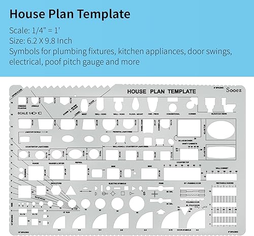 Miniatura 9 de Sooez Plantillas arquitectónicas plantilla de plan de casa plantilla de diseño de interiores plantilla de muebles kit de plantillas de dibujo