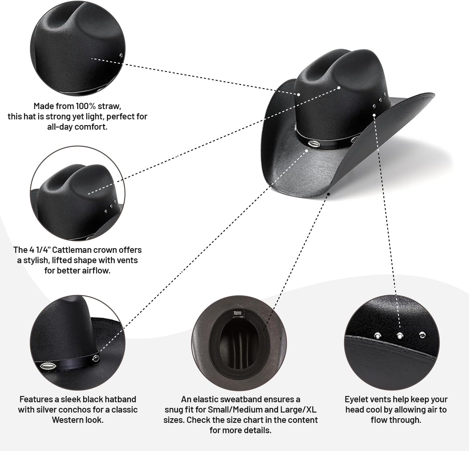 Classic Black Straw Cowboy Hat for Men by Western Uganda Ubuy