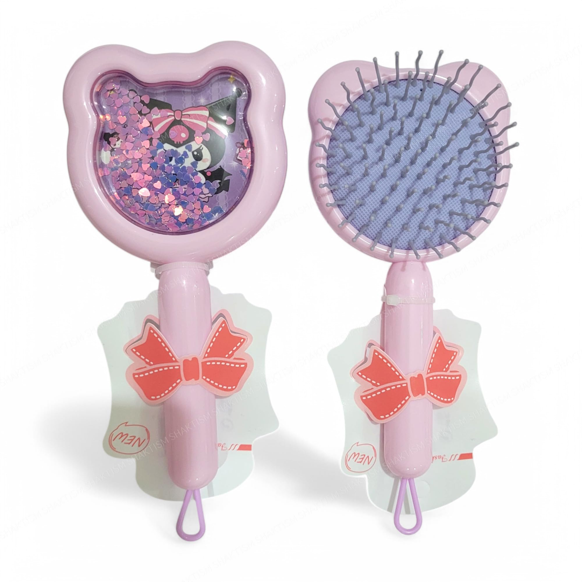 SHAKTISM Hair Comb Confetti Paddle Hair Brush, Detangling Hairbrush with Glitter Design for Kids (D1-Purple)-image-23