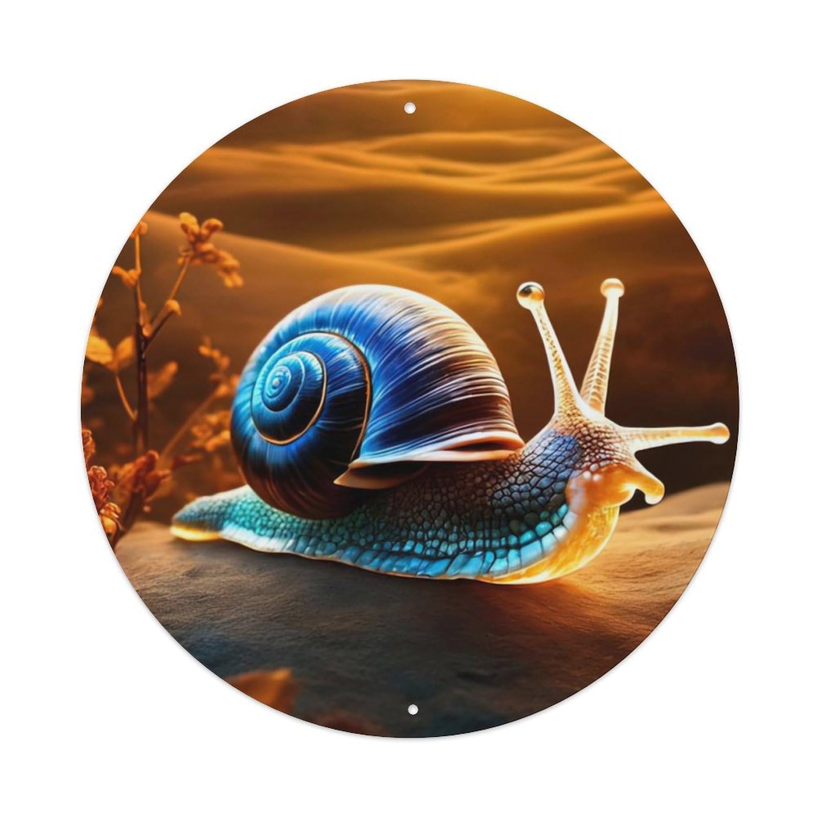 Animal Snail with Blue Shell Artwork Metal Tin Sign