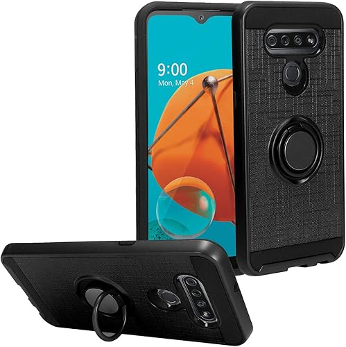 Para LG K51, LG Reflect (LM-K500) - Funda híbrida con soporte de anillo - RS2 Negro