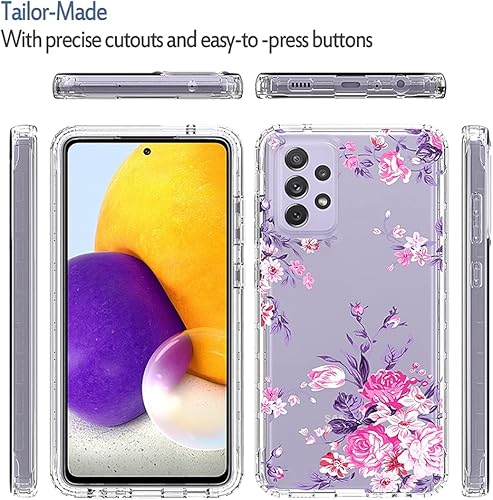 Miniatura 5 de Funda para Galaxy A52 5G/Galaxy A52 4G, Samsung A52 5G Funda para niñas, bonita funda de TPU transparente floral a prueba de golpes para Samsung