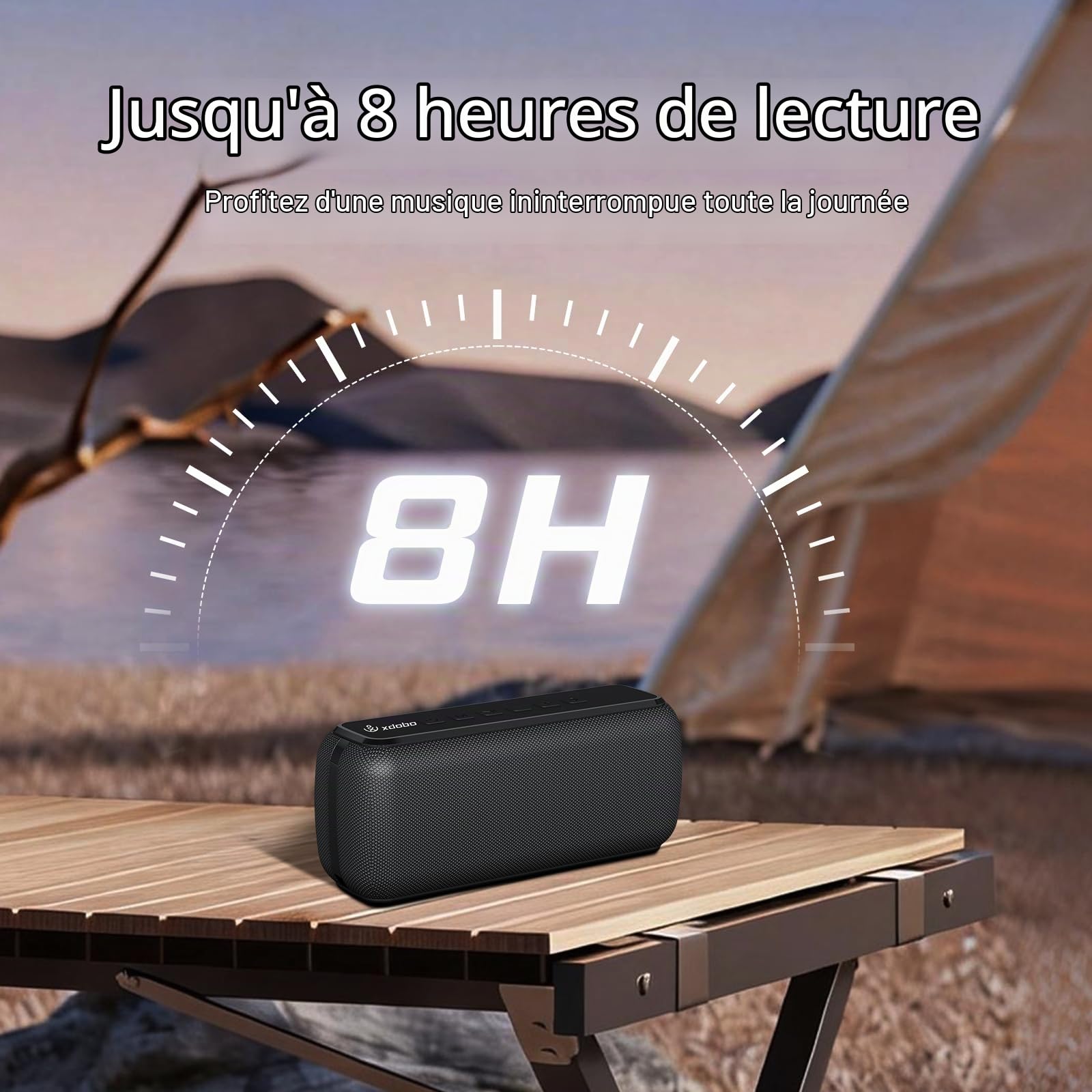 XDOBO X8 II Haut-Parleur Bluetooth 60W Portable avec Basses Profondes, IPX5 Étanche, Bluetooth 5.0, Appairage Stéréo TWS, 8 Heures d’Autonomie, Carte TF & AUX – Enceinte Extérieure