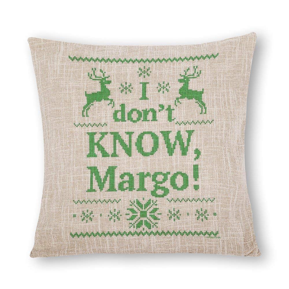 VinMea Decorative Cotton Linen Pillow Covers Christmas Vacation I Don't Know, Margo! Throw Pillow Case Cushion Cover Home Office Decor,Square 18 X 18 Inches