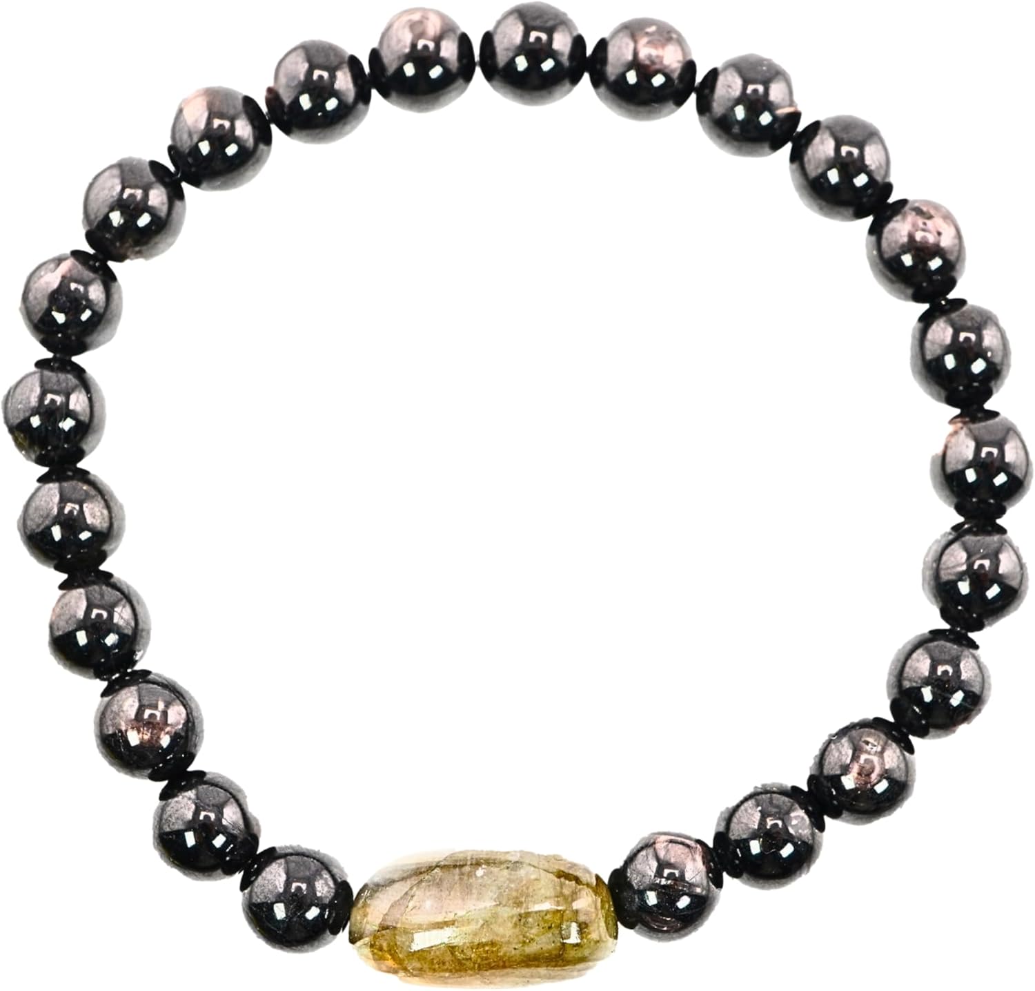 Black Obisidian Bracelets for Men 8" Inch Full Stretch Bracelet, Beaded Charm Bracelet for Men Gifts Fathers Day Anniversary Birthday Gifts for Him